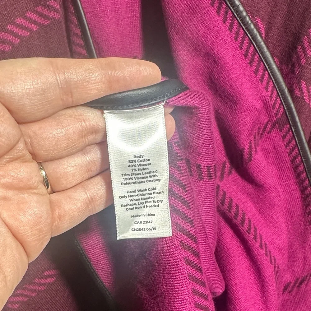 Talbots XS /‎ S Maroon Plaid Ruana Wrap Sweater - Picture 6 of 6